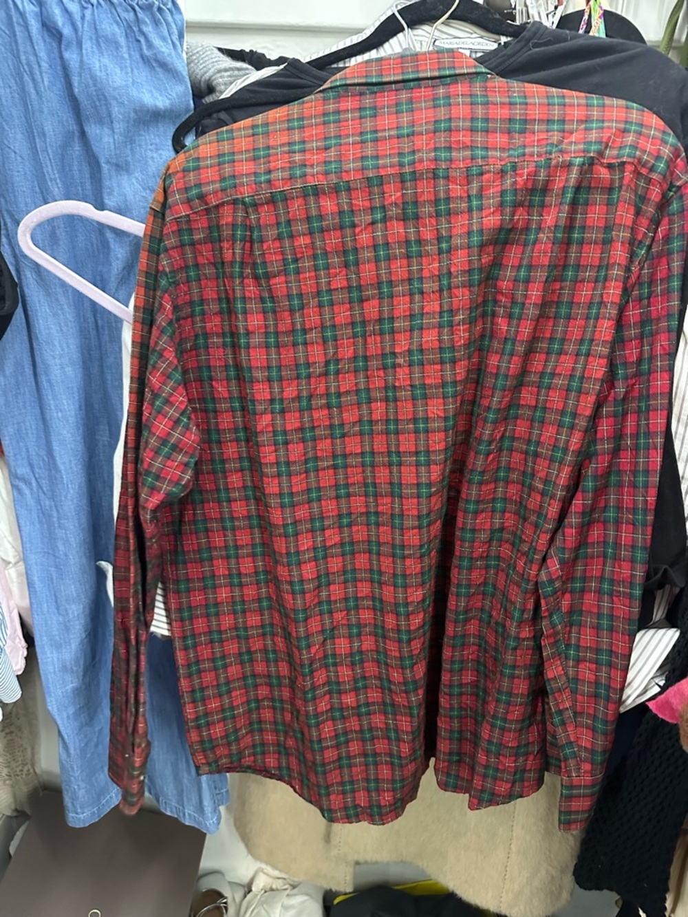 Pendleton 100% Wool Men's Red & Green Plaid Button-Down Shirt - Picture 2 of 3